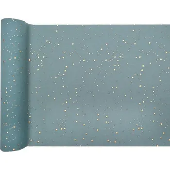 Party dekorace Santex Šerpa stolová eukalyptus se zlatými puntíky 27cm/3m