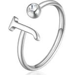 S'Agapõ Stylový ocelový prsten J s krystalem Click SCK181 + 2 měsíce na vrácení zboží