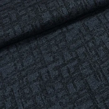 Směsový úplet N14089, černo-modrý geometrický vzor, š.150cm (látka v metráži)