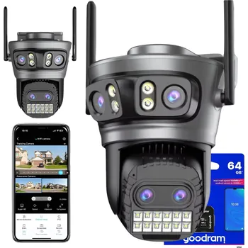 IP kamera DUÁLNÍ WIFI IP SMART OTOČNÁ KAMERA VENKOVNÍ QHD 4x 5MP ZOOM GOODRAM