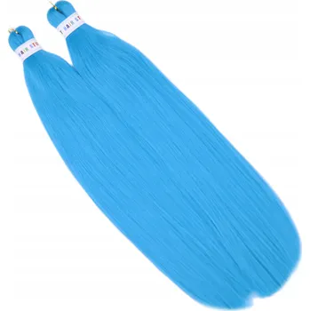 Syntetické vlasy Kanekalon 2 culíky 70cm MODRÉ copánky PRE-STRETCHED