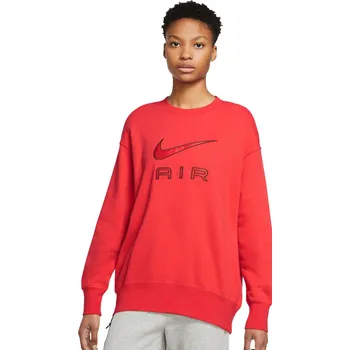Dámská mikina Dámská mikina přes hlavu Nike NSW AIR FLC CREW W červená DQ6567-696 - XL | UK 5,5 | US 6