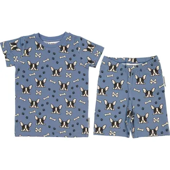 Chlapecké pyžamo Bambusová letní dvoudílná souprava tričko a kraťasy Blue Bulldog Geggamoja Velikost: 74/80