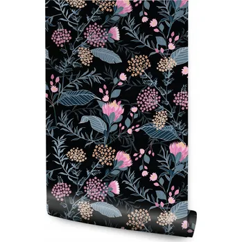 Fototapeta Tapeta do ložnice – polní květy, tropické listy