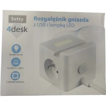 Elektrická zásuvka Rozbočka zásuvky s USB a LED lampičkou, zásuvka typu E, USB-A x2, USB-C x1