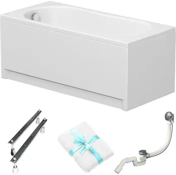 Vana Obdélníková vana Cersanit Nike 160x70 + bílý panel, sifon, nožičky, držák na ručník