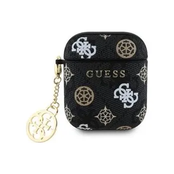 Pouzdro na mobilní telefon Pouzdro Guess PU 4G Peony Charm pro AirPods 1/2, černá