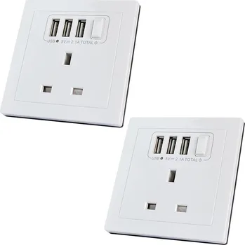Elektrická zásuvka Síťová zásuvka MENGS 2 Kusů UK USB AC 250V/13A