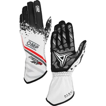 Rukavice OMP Karting Rukavice KS-2 ART My2025 (i dětské) Bílá / Černá / Červená XXXXS