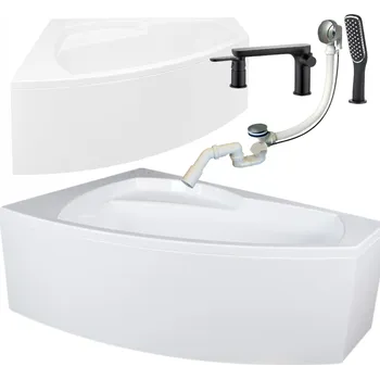 Vana Vana rohový nástěnná s obkladem, sedátkem, sifonem a baterií LEVÁ 150x100