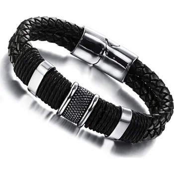 Náramek Pánský Elegantní Magnet Pánský náramek z ekokůže, MAGNETICKÝ ČERNÝ, ležérní