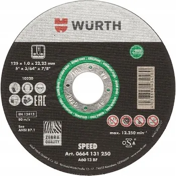Řezný kotouč WURTH Řezací kotouč na ocel A2.115X1.0X22.2 25 Ks.