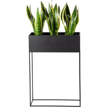 Stojan na květiny Černý květináč na podstavci 85 cm