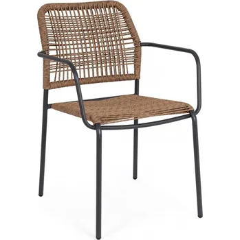BIZZOTTO Zahradní židle JABLE černá s hnědým výpletem 0665044