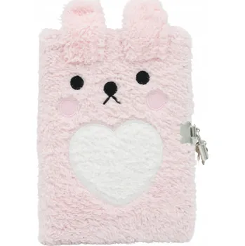 Zápisník PLYŠOVÝ DENÍK S VISACÍM ZÁMKEM NA KLÍČEK NOTES CHLUPATÝ MIS PÚ VÝŠIVKA A5