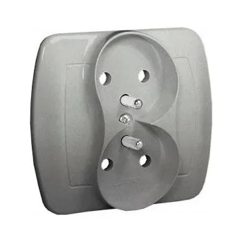 Elektrická zásuvka ELEKTRICKÁ ZÁSUVKA DVOJITÁ S UZEMNĚNÍM STŘÍBRNÁ SIMON AKORD AGZ2/26