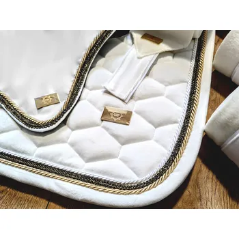 Podsedlová Dečka horss equestrian Velvet Glam - bílá zlatá full
