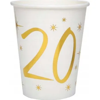 Party nádobí KOVOVÉ ZLATÉ PAPÍROVÉ KELÍMKY K 20. NAROZENINÁM 10 Ks