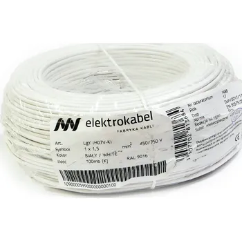 elektrický kabel Kabel LGY 1,5mm Bílý Elektrokabel 100m 450/750V