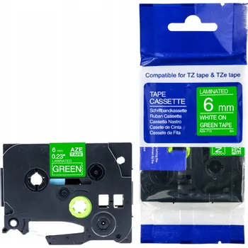 Pásek do tiskárny PÁSKA DO BROTHER ZELENÁ TZe-715 6mm TZ-715 TZ715