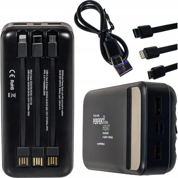Powerbanka POWERBANK S VESTAVĚNÝMI KABELY A FUNKCÍ PD 20000mAh MICRO/ USB-C/ LIGHTNING