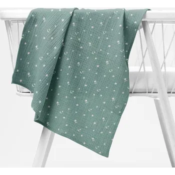 látková plena Mušelínová plena/dečka Nature MSN-053 Noční obloha na pastelově modrozeleném 120x120 cm