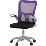 Kancelářská židle, fialová síťovina, šedý plast, kolečka na tvrdé podlahy