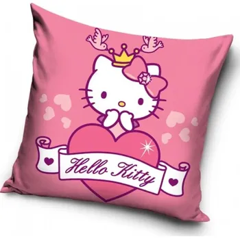 Dekorativní polštářek Carbotex Polštářek Hello Kitty s korunkou 40x40cm
