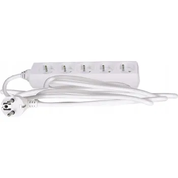 Napájecí kabel Prodlužovací Kabel do domácnosti 5 zásuvek 3m kabel 3x1,5 BÍLÝ pro domácí použití