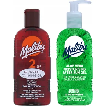 Přípravek na opalování Malibu Opalovací olej SPF2 200 Ml + Aloe Gel po opalování 200 Ml