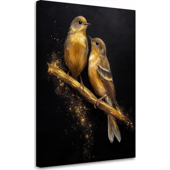 Obraz Obraz na plátně, Zlatí ptáci na větvi Zvířata 40x60