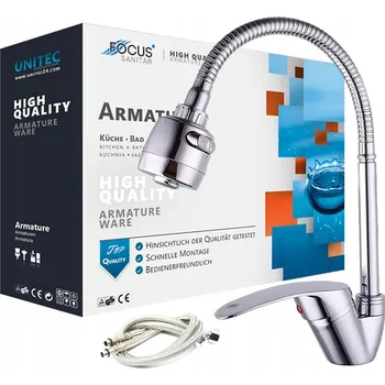 Vodovodní baterie KUCHYŇSKÁ BATERIE FLEXIBILNÍ OHEBNÝ VÝTOK CHROM KOHOUTEK DŘEZ FLEX NA DESKU