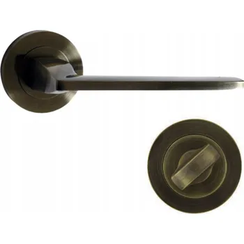 Dveřní kování KLIKA KE DVEŘÍM FINE + ŠTÍTEK / ROZETA HNĚDÁ WC