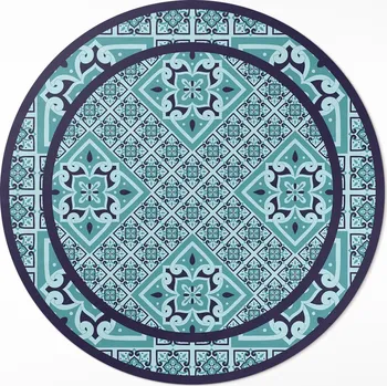 Koberec Kulatý Koberec Vinyl PVC průměr 80 cm Ozdobné dlaždice ve španělském stylu