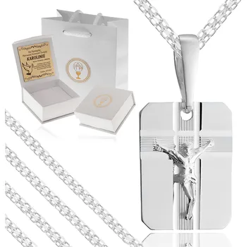 Náhrdelník STŘÍBRNÝ NÁHRDELNÍK KE SVATÉMU PŘIJÍMÁNÍ PRO CHLAPCE BISMARK RYZOST 925 + GRAVÍROVÁNÍ DÁREK