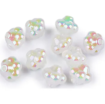 Korálek Výprodej - Plastové korálky s AB efektem květ 13x15 mm - transpaent AB 10ks Varianta: transparent AB, Balení: 10 ks
