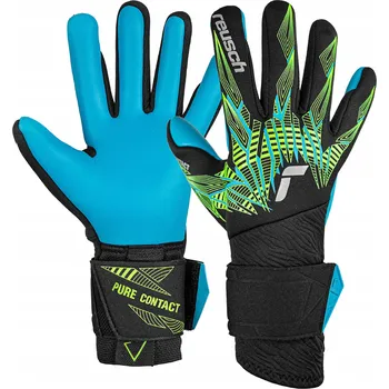 Brankářské rukavice Brankářské rukavice Reusch Pure Contact Aqua black/fluo lime/aqua, velikost 8
