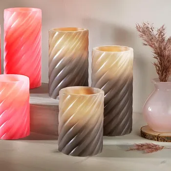 Svíčka Weltbild LED voskové svíčky Twist, hnědé, sada 3 ks 493087