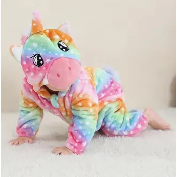 Karnevalový kostým Dětský kostým/plyšový overal pro nejmenší - Dinosaurus, Tygr, Jednorožec Varianta: Jednorožec, Velikost: 100/18-24 měsíců