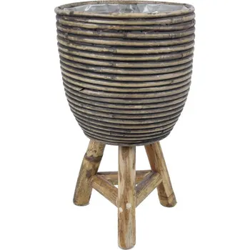 Květináč Van der Leeden Obal na květináč STRIPE, s igelitem, pr.20x33cm, černá vymývaná (DOPRODEJ)|Van Der Leeden 1915