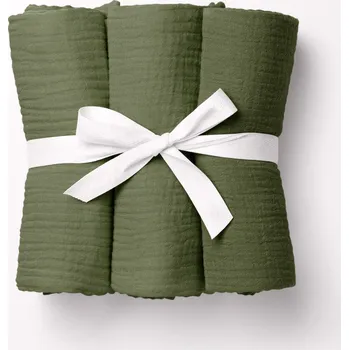 Přebalování Mušelínová plena/dečka Nature MSN-022 Tmavá olivově zelená - ZVÝHODNĚNÁ SADA 3 KS 100x100 cm - Sada 3 ks