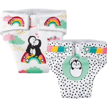 Doplněk pro panenku Obleček Látkové plenky pro panenky "Penguin Dots", 2 kusy, na panenky vel 28-35 cm