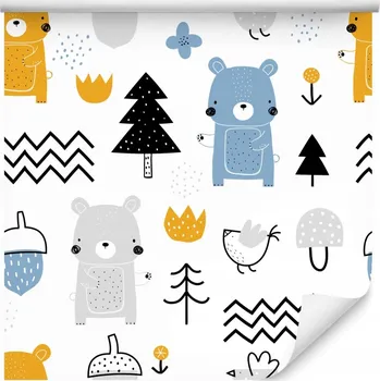 Fototapeta Tapeta do dětského pokoje - Medvídci, ptáčci a stromy