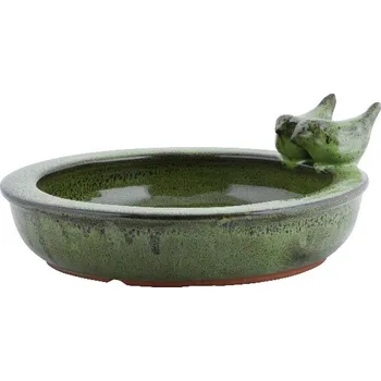 Pro ptáka Koupel pro ptáčky ELEGANT, keramická,27x11cm, bílá/zelená/modrá|výběr z variant|Esschert Design - zelená