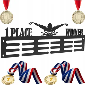 Věšák Organizér Držák na medaile Věšák DŘEVĚNÝ 1 Place Winner Plavání
