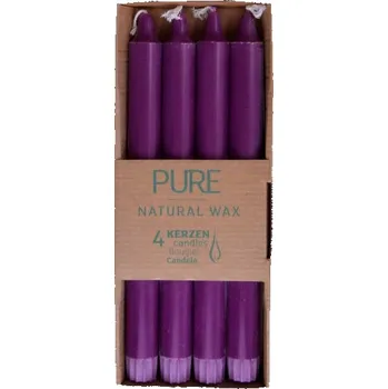 Svíčka Svíčka RUSTIC pr.2,2x25cm, fialová|erika, balení 4ks|Wenzel