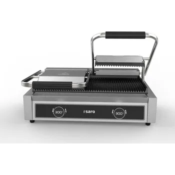 Kuchyňský gril Kontaktní elektrický gril Saro PG2DIG stříbrný/šedý 230 W