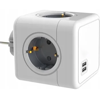 Napájecí kabel Prodlužovací kabel s 4 zásuvkami a 2 USB porty, napájecí kostka