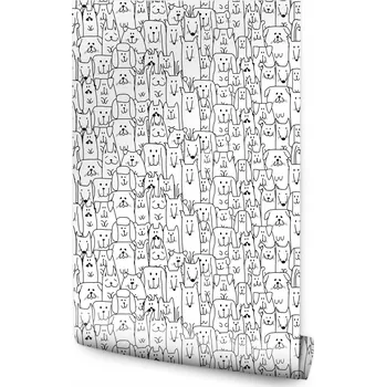 Fototapeta Tapeta pro děti Černobílá PEJSCI Zvířátka