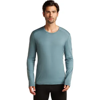 Pánské merino tričko s dlouhým rukávem ICEBREAKER Mens 200 Oasis LS Crewe, Blue Ash velikost: XXL